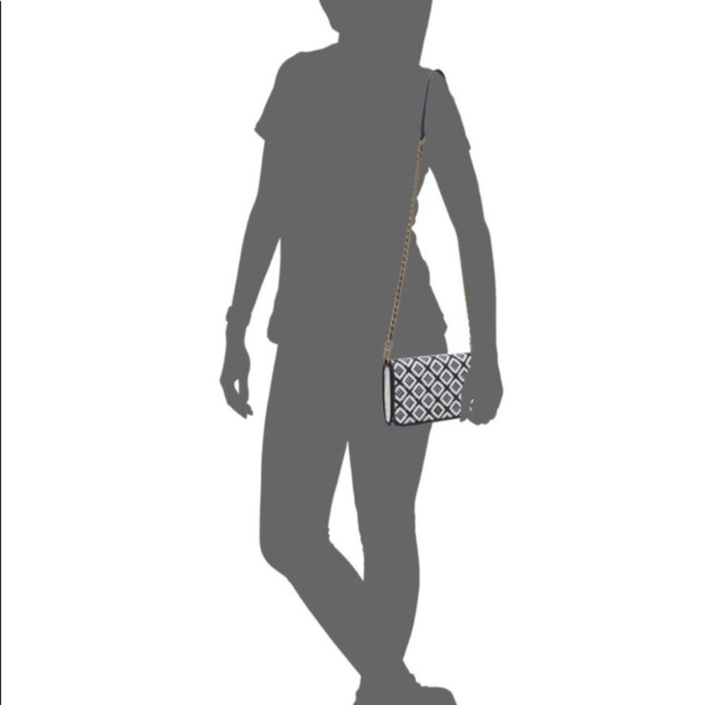 NWT Tory Burch Robinson Woven White & Black Leather Combo Purse Handbag - Picture 10 of 10